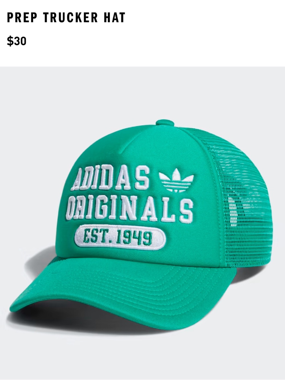 adidas Green Mesh Trucker Hat